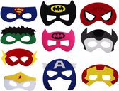 Superhelden Maskers van Hoogwaardig Vilt - Set van 10 - Kinderfeest - Verkleedfeest - Carnaval - Halloween -Superhelden Feestartikelen - Verkleden Kinderen - Superhelden Themafeest - Verkleedaccessoires - Feestartikelen Kinderen - Maskers kinderen