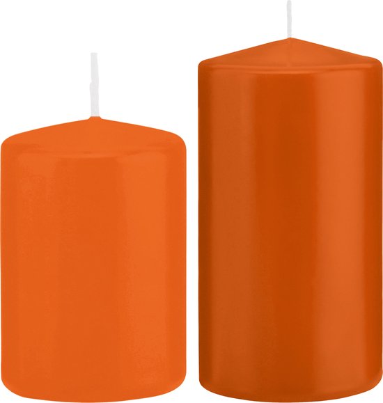 Trend Candles - Stompkaarsen set 2x stuks oranje 12 en 15 cm