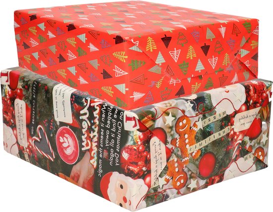 8x Rouleaux de papier d'emballage de Noël / mélange de papier cadeau  imprimé 250 x 70 cm | bol