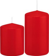 Trend Candles - Stompkaarsen set 6x stuks rood 8 en 12 cm