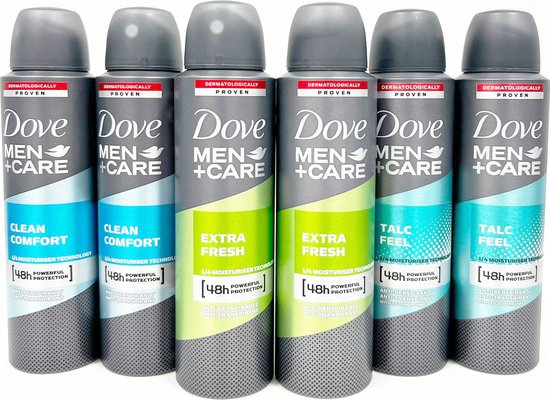 Dove Deodorant Mix Voordeelpakket 6 stuks - Clean Comfort - Extra Fresh - Talc Feel