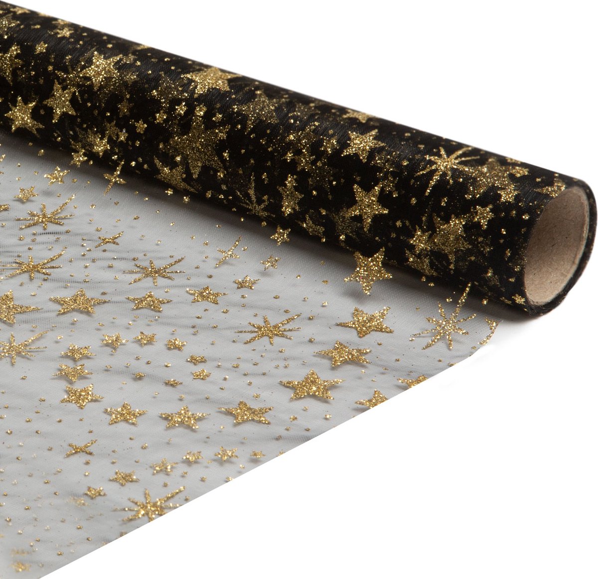 Kerst Tafelloper - 180 x 28 cm - Tafelkleed Goud en Zwart