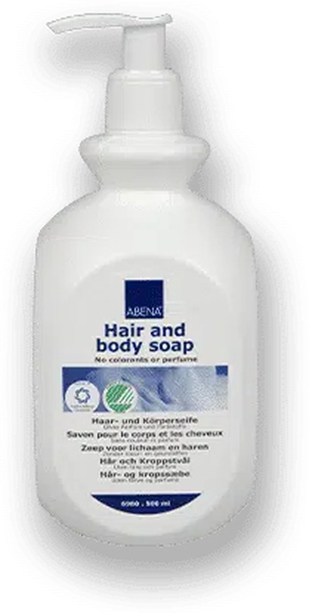 ABENA Hair and Body Soap Ongeparfumeerd - Shampoo en Douchegel in 1 - Voor de Gevoelige huid - Vegan, Duurzaam en Kleurstofvrij - 1x 500ml