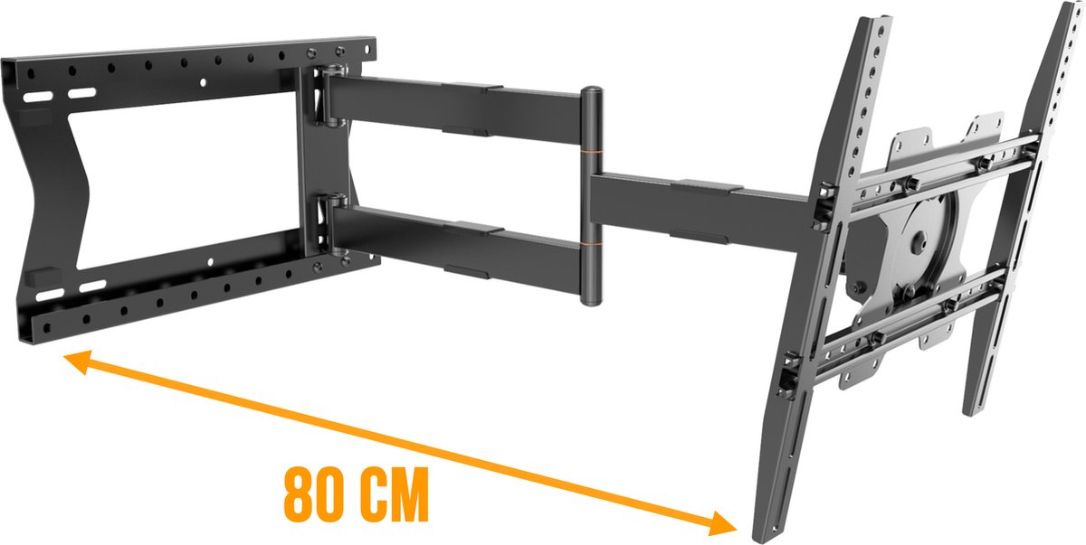 Support TV Nanook avec bras extra long jusqu'à 80 cm - Pivotant - 32- 75  pouces - Max.