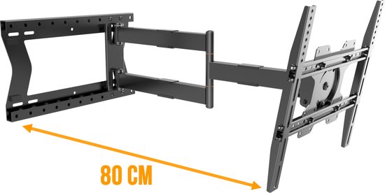 Nanook TV-beugel met extra lange arm tot 80 cm - Draaibaar/Kantelbaar - 32-75 inch - Max. 60 kg - VESA 100x100 t/m 400x400