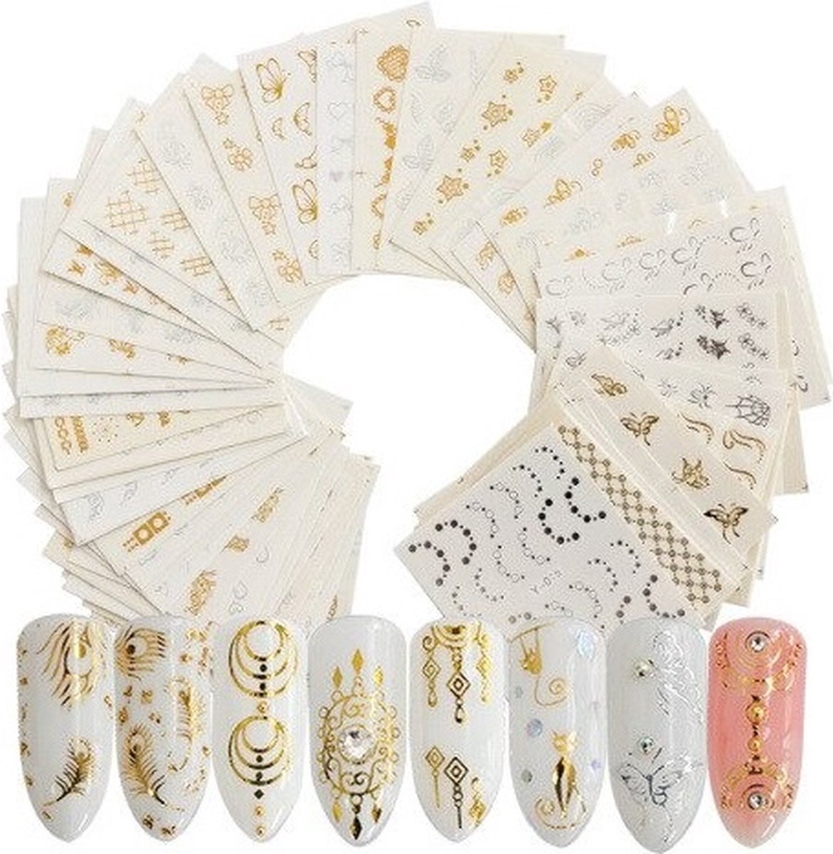 Goedkoopste 30 Stuks Nagelstickers – Nail Art Stickers – Goud Glamour Nagels