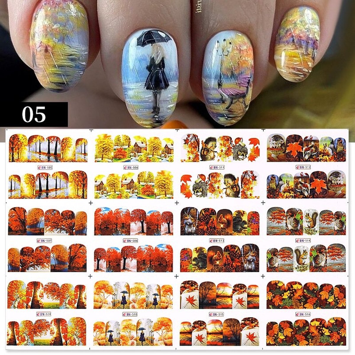 Goedkoopste 12 Stuks Nagelstickers – Nail Art Stickers – Herfst