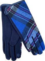 Zachte handschoen dames - Schotse ruit - Blauw - One Size