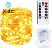 BlueLex Fairy Lights met afstandsbediening - 5 Meter -  50 Led's - Lampjes slinger - Warm wit - Op batterijen