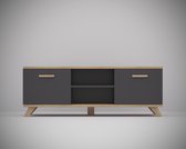 Meubel Square - TV meubel SINDI – 150cm - Antraciet / Eiken - Scandinavische stijl