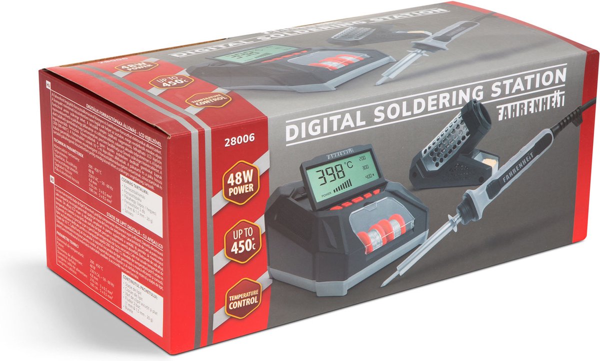 Complete Soldeerset - Soldeerbout met Digitaal Soldeerstation inclusief Tin & Spons - Instelbare Temperatuur - MAX. 450 ºC - 48W – foto 6