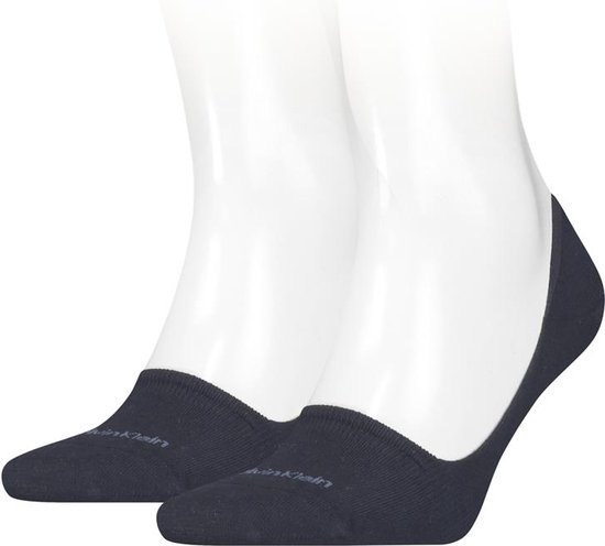 Calvin Klein Footie Mid Cut (2-pack) - heren onzichtbare sokken - donkerblauw - Maat: 39-42