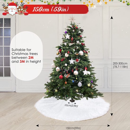 Lanpn 90 cm kerstboomrok, grote pluche patchwork zilveren nepbont kerstboomrokken 91 cm boommat basishoes voor winter kerstvakantie binnen decoraties (zilver, takken