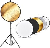 Neewer® - Fotostudio Verlichting Reflector en statief set: 110cm 5 in 1 Meervoudige Schijfreflector - 75 inch lichtstatief en Metalen reflector Klemhouder voor Foto Video - Portretfotografie