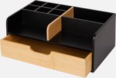 Bureau-organizer - Bamboe/MDF hout - Met lade - Zwart - 25 x 15,5 x 10 cm