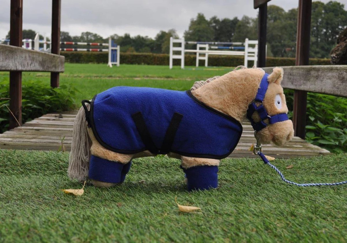 Hobby Horse & Paard Stok Accessoires Set Blauw: Moumoute Halster met Lanyard Cover Vliegenmuts