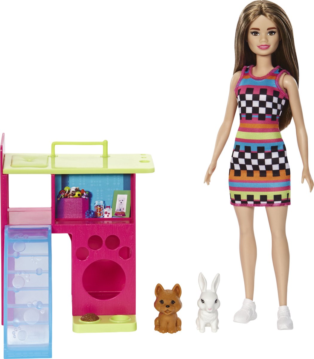 Barbie Estate - Dierenspeelhuis met hondje en konijn - Barbiepop