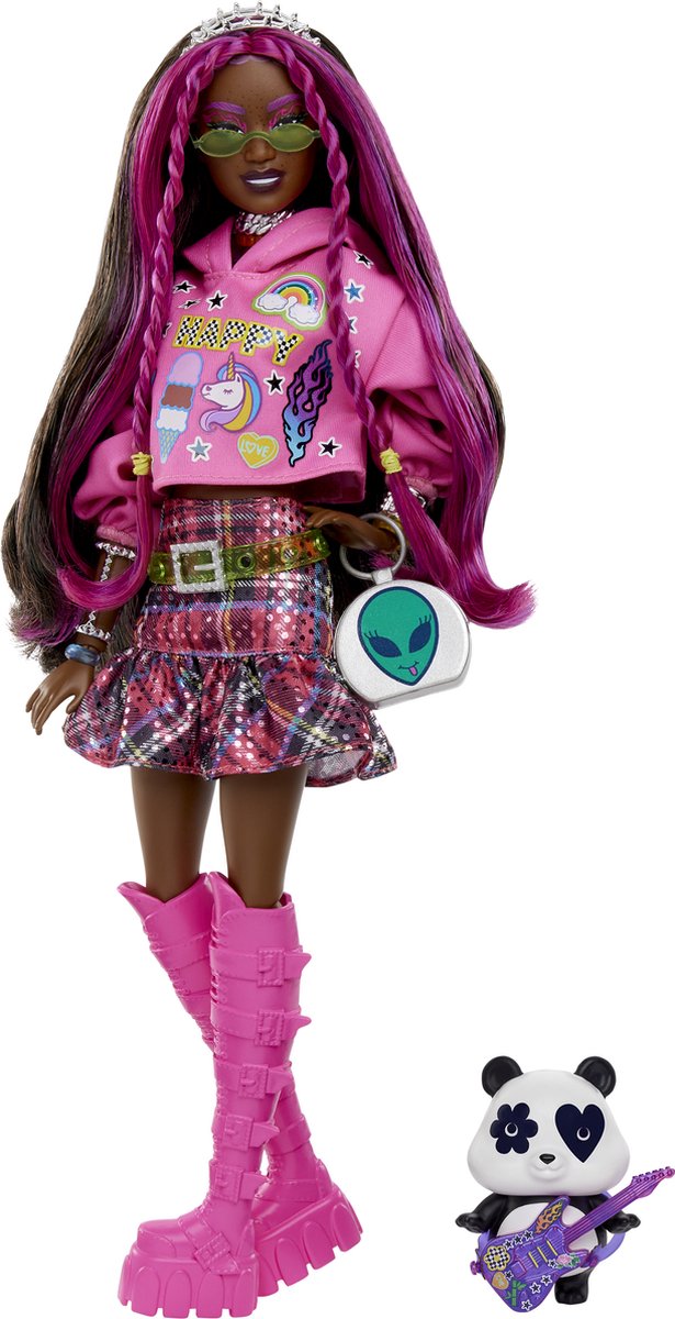 Barbie Extra Pop Roze Haar Punkstijl met Panda