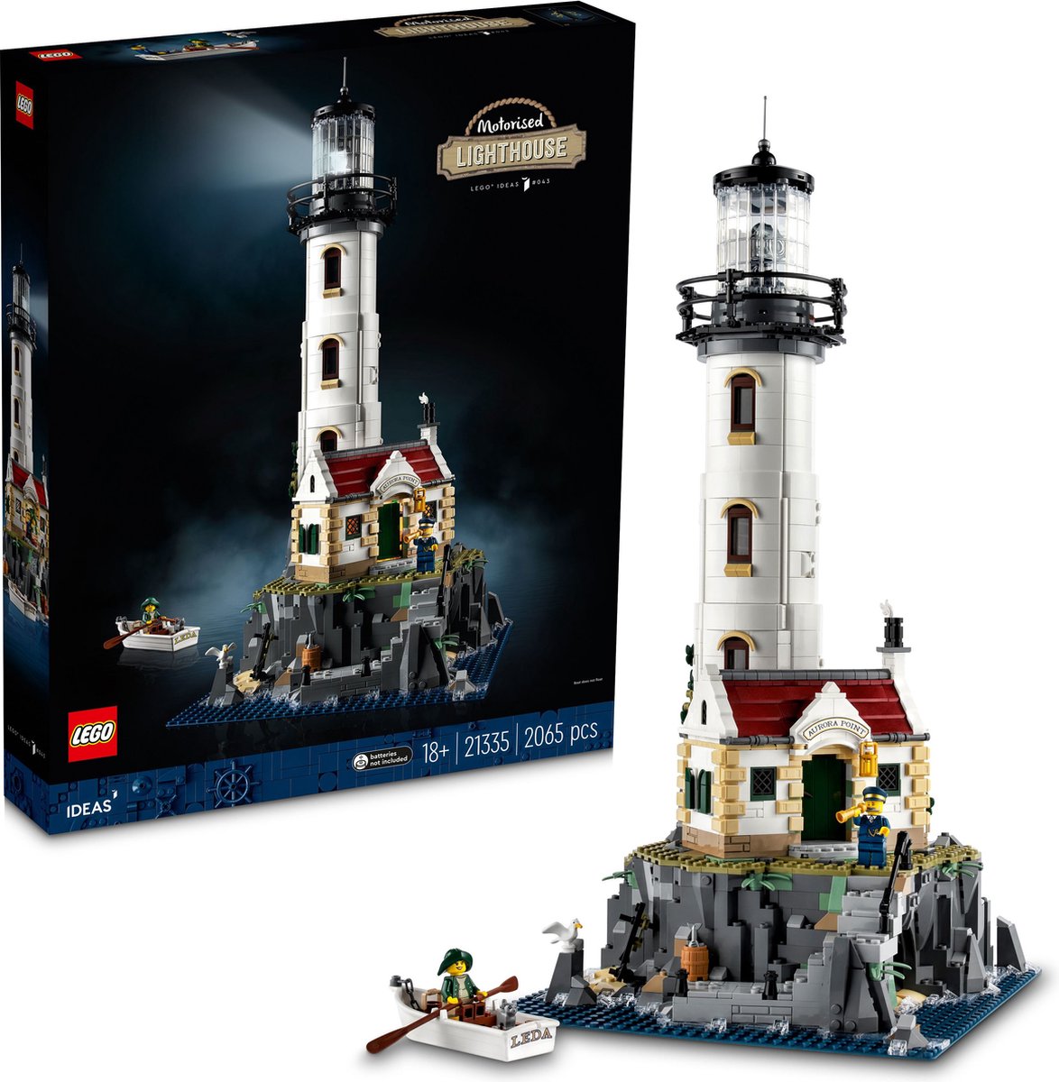 LEGO Ideas Gemotoriseerde vuurtoren met Lichtjes, Modelbouwset voor Volwassenen - 21335