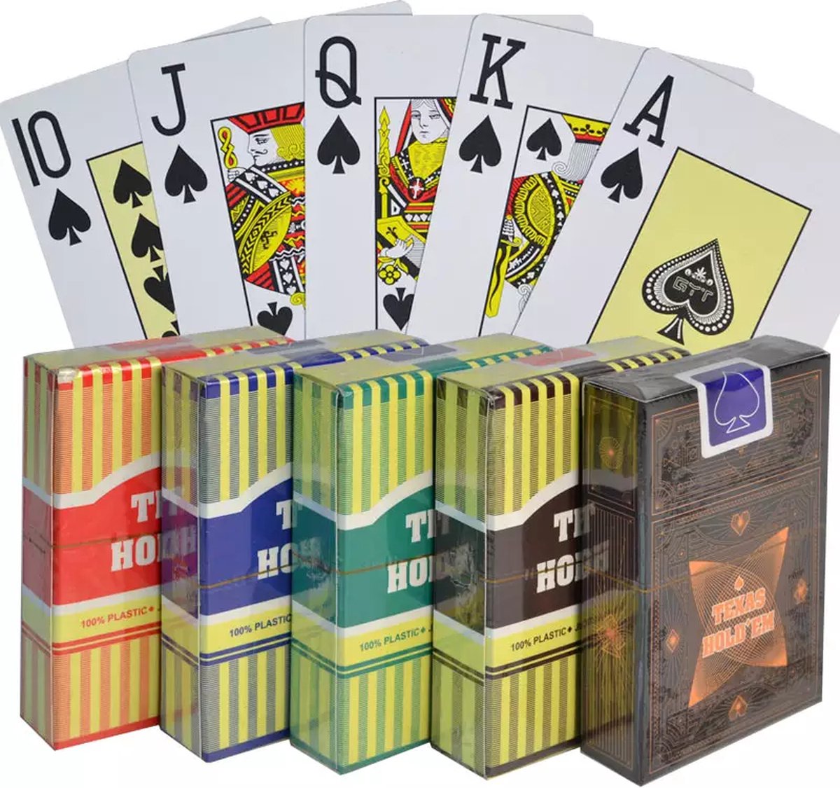 Texas Hold'em - Professionele 100% plastic Pokerkaarten | 100% waterdicht | speelkaarten | kaartspel | poker | officiële afmetingen van pokerkaarten | Goud / Geel