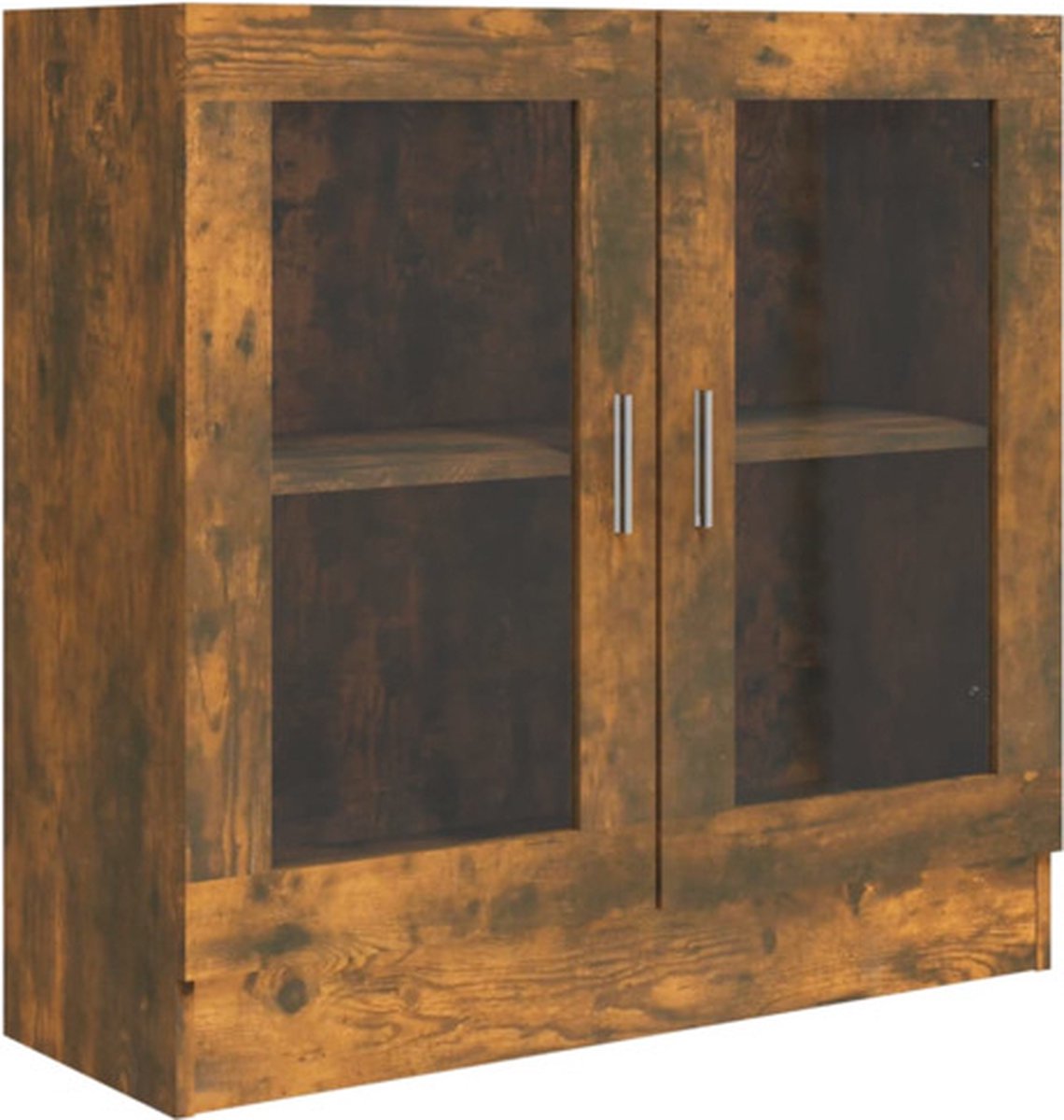vidaXL Vitrinekast - 82,5x30,5x80 - cm - bewerkt - hout - gerookt - eikenkleurig gerookt eiken