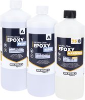 Mr.Boat Epoxy Casting Resin Ultra Clear - 3 Litres - Résine Transparente / Résine - Contient un bloqueur UV - Tasse de mélange - Gants - Abaisse-langue