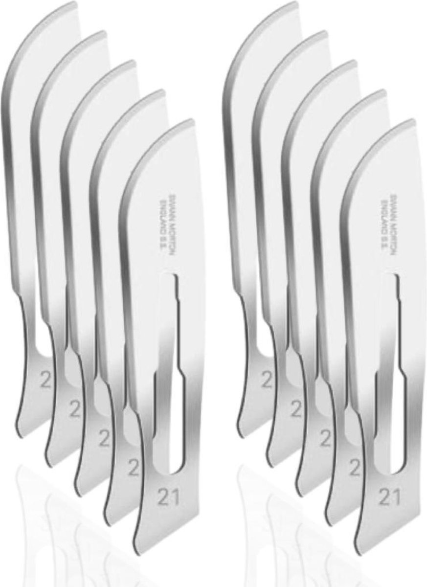 Swann Morton - Blue - Scalpel Mesjes - Niet Steriel - Scalpel / Bistouri Mesjes - Maat 21 - 10 Stuks