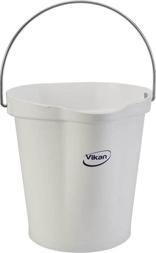 Vikan Emmer 56865 - 12 Liter - Wit - Stevige Emmer - Chemicaliën bestendig - Maximaal 100°C - Geschikt voor Voedselverwerking en Schoonmaakwerkzaamheden