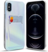 Laser case IMD geschikt voor iPhone Xr - Hoesje met pasjeshouder geschikt voor iPhone Xr hoesje - Siliconen case met pashouder geschikt voor iPhone Xr
