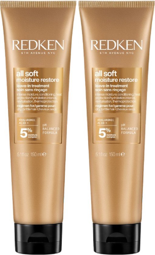 Redken - All Soft - Traitement sans rinçage pour cheveux secs - 2 x 150 ml