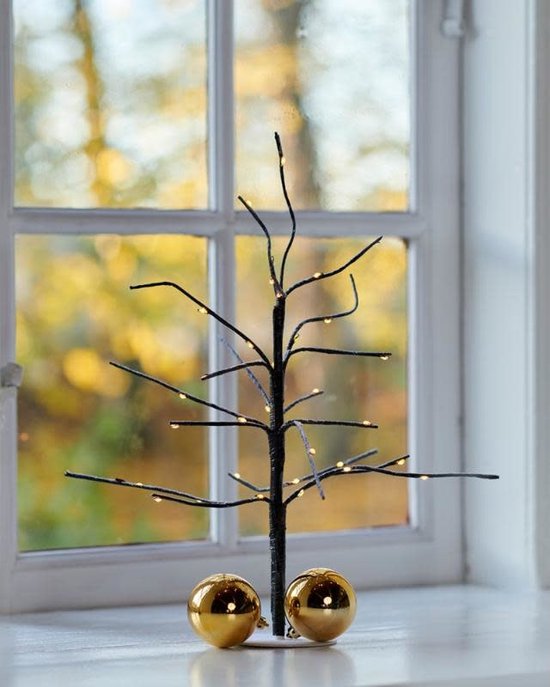 sirius | kira tree | bruin met sneeuw | 35cm hoog 28 led lampjes | voor binnen | op... | bol.com