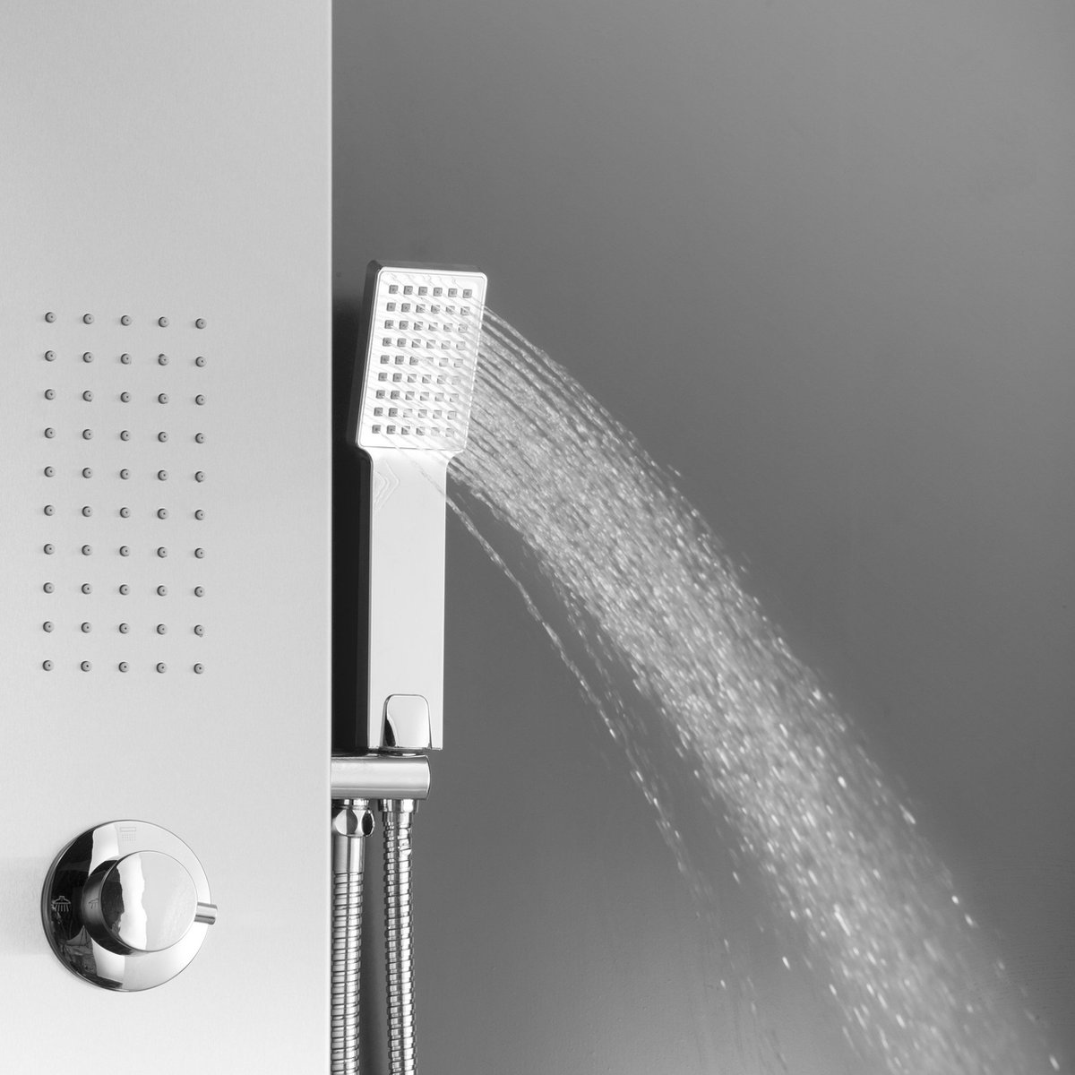 Colonne de douche hydromassante avec robinetterie, blanc, Evodi