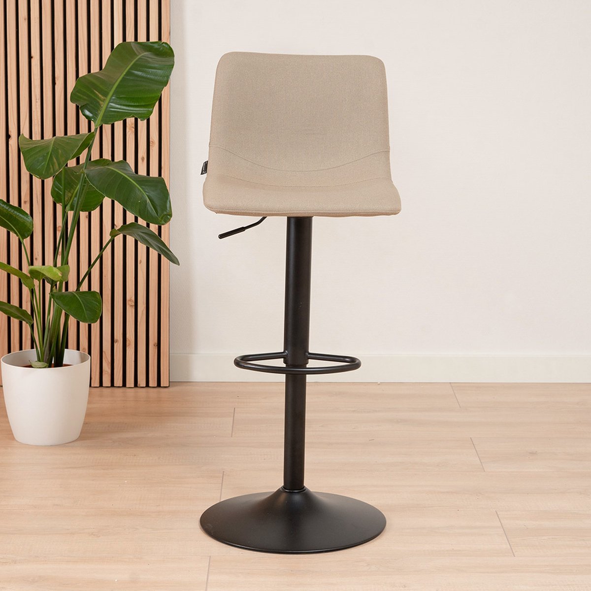 Bronx71 Scandinavische barkruk Eva draaibaar gerecyclede stof taupe 60-76 cm - barstoel