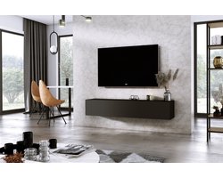 Meubel Square - TV meubel DIAMOND - Mat Zwart - 150cm - Hangend TV Kast