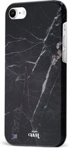 xoxo Wildhearts Marble Black Mood - Single Layer - Hardcase hoesje geschikt voor iPhone SE 2022 / SE 2020 hoesje zwart - Zwarte shockproof case geschikt voor Apple iPhone 8 / 7 hoesje marmer - Zwart