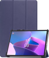 Hoes Geschikt voor Lenovo Tab P11 Pro Hoes Book Case Hoesje Trifold Cover Met Uitsparing Geschikt voor Lenovo Pen Met Screenprotector - Hoesje Geschikt voor Lenovo Tab P11 Pro Hoesje Bookcase - Donkerblauw