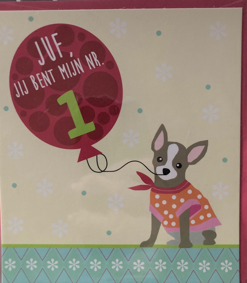 Mailbox - wenskaart met enveloppe- Juf, jij bent mijn nr. 1