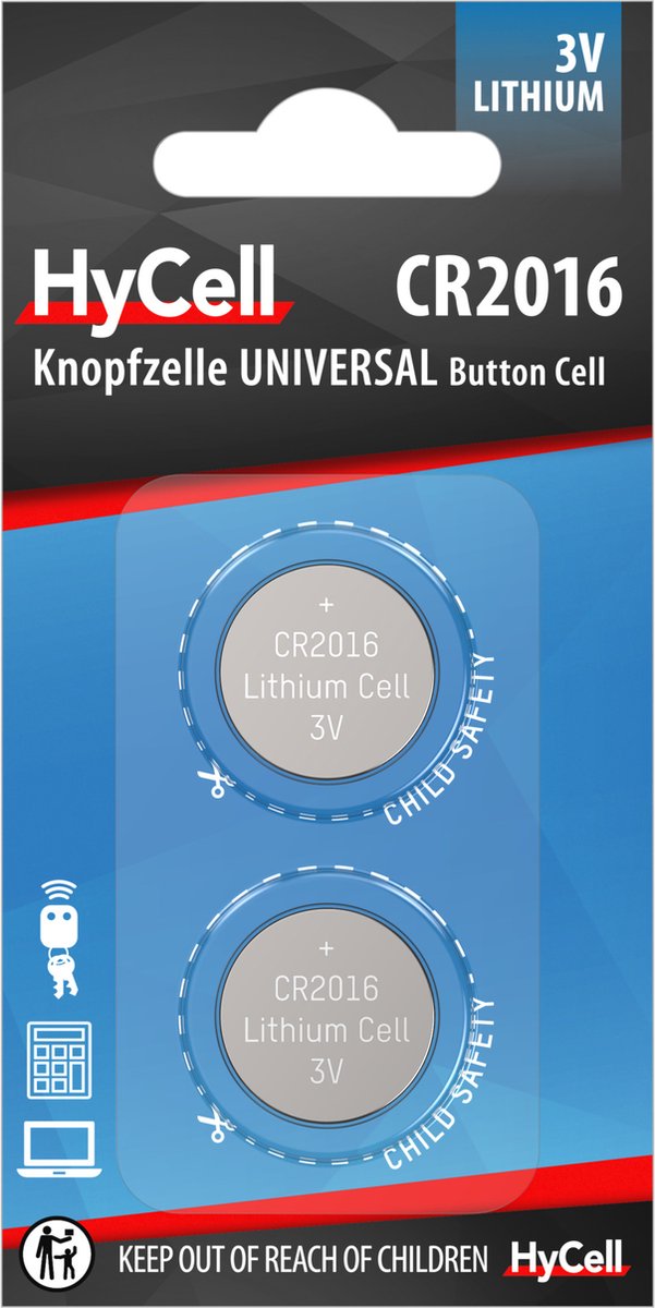 HyCell Knoopcel CR2016 3 V 2 stuk(s) 70 mAh Lithium CR 2016