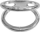 Fako Bijoux® - Sjaalklem - Sjaal Klem - Sjaal Ring - Dubbele Ring - Classic - 24x18x20mm - Zilverkleurig