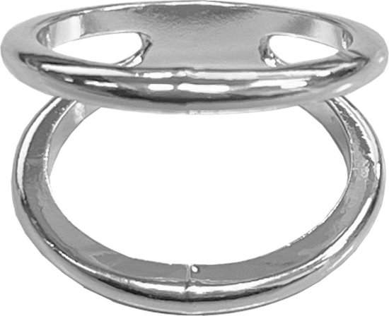 Fako Bijoux® - Sjaalklem - Sjaal Klem - Sjaal Ring - Dubbele Ring - Classic - 24x18x20mm - Zilverkleurig