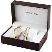 Excellanc horlogeset / giftset dameshorloge met 2 armbanden - goudkleurig