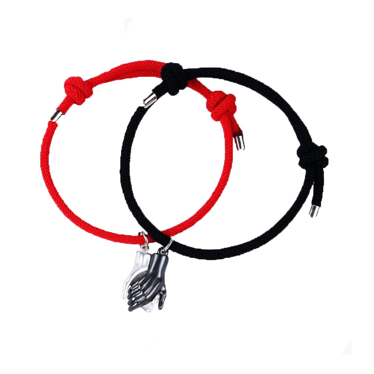 Zoëies® vriendschapsarmband / liefdes armband met magneethand 2-deling met touw