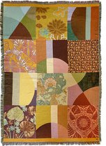 NIN-NIT - Patchwork Blanket - plaid - geweven deken - sprei - bloemen print - 220x160 cm