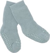 GoBabyGo - Katoenen Antislip Sokjes - Sokken - Dusty Blue 6-12 maanden