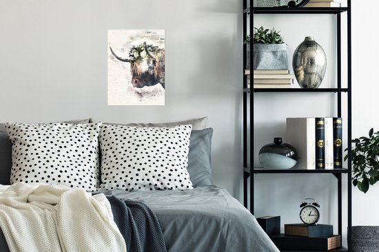 Affiche Scottish Highlander - Fleurs - Journal - 30x40 cm