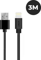 WISEQ Lightning USB Kabel - 3 Meter Oplaadkabel iPhone - Zwart