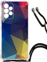 Telefoon Hoesje Geschikt voor Samsung Galaxy A53 Hoesje maken met transparante rand Polygon Dark
