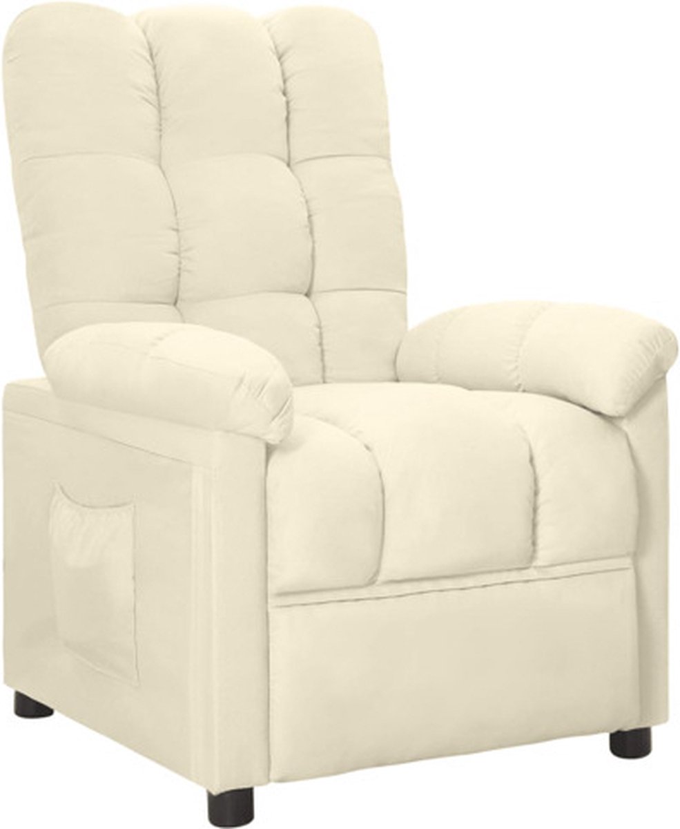 vidaXL Fauteuil - verstelbaar - stof - crèmekleurig