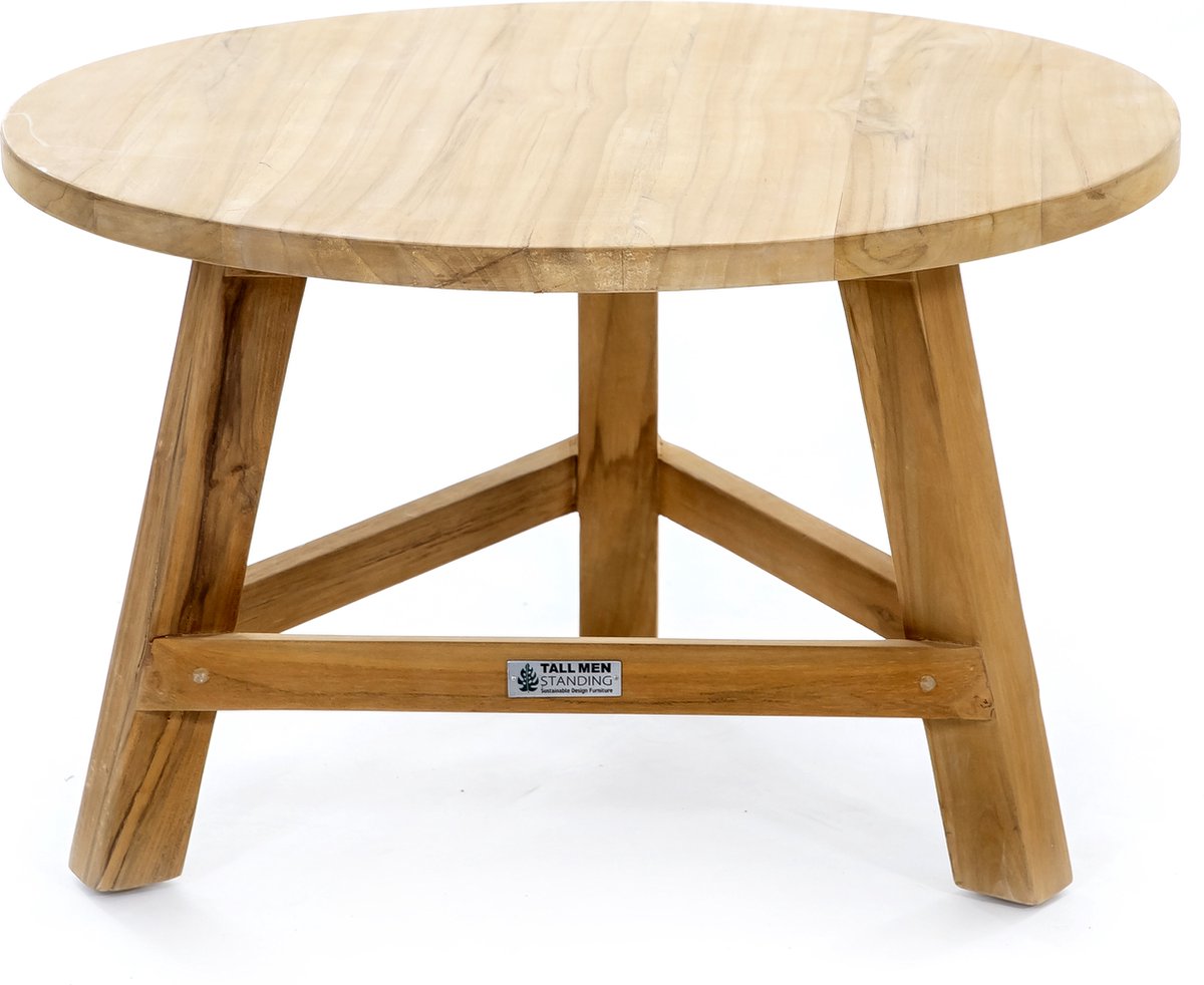 Bijzettafel "Dian" - Salontafel - Teakhout - Stijlvol Rond Design - ø 60 cm – H 45 cm - Uniek Design – Tall Men Standing