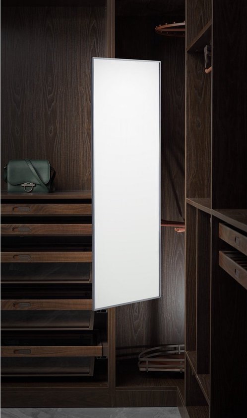 Eleganca uittrekbare kledingkastspiegel – 120x35cm – 35cm uittrekbaar – passpiegel met montagemateriaal – deurspiegel voor de slaapkamer of badkamer - zilver